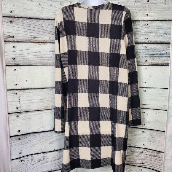 White Birch Women’s Black Ivory Buffalo Plaid Long Button Cardigan Sweater Size - Picture 5 of 10